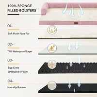 Fabricant de lits pour chiens sur mesure, canapé orthopédique imperméable en velours cristal pour animaux de compagnie, vente en gros, lit en éponge à haute soutien 28D 35D, usine OEM