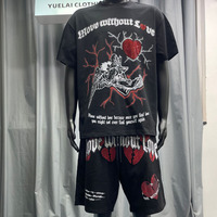 Ensemble de t-shirt et short pour homme de haute qualité, personnalisé, deux pièces, 100% coton, lavé, surdimensionné