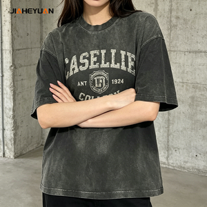 300 Grams <strong>Women</strong> Oversized Boxy Fit Streetwear T-<strong>Shirt</strong> Acid Wash Vintage Wash Brushing Sanding Heavyweight - Product Image 1