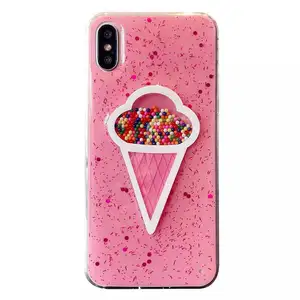 Funda de teléfono móvil con purpurina brillante para iPhone 11 Pro Max 12, funda trasera de protección completa para mujer, color rosa