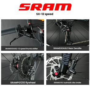 Bicicleta de Montaña con Manillar de Fibra de Carbono, SRAM de 12 Velocidades, Cassette 11-50T, Frenos SHIMANO MT200, Horquilla de Suspensión de 120 mm, Neumático de 27.5*2.1 Pulgadas - Product Image 5