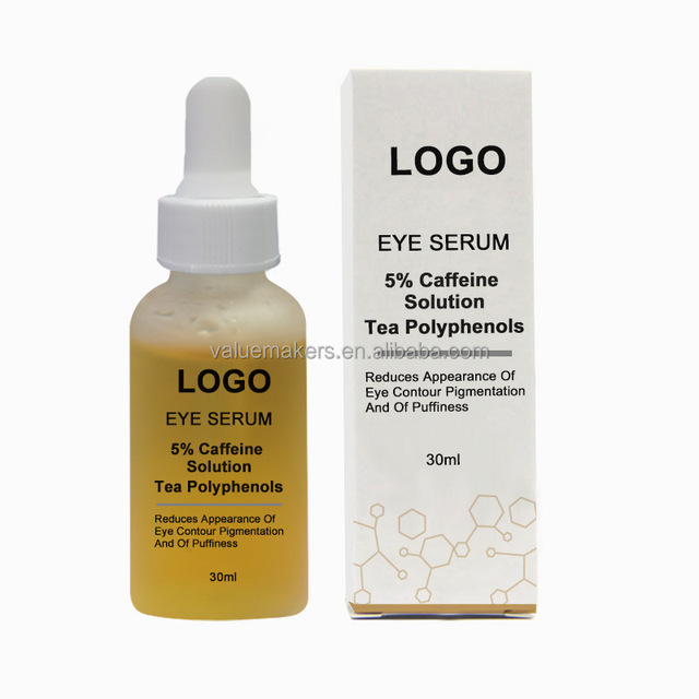 Private Label 30ml Eye Care Serum 5% Caffeine Solution for Lightening Fine Lines Removing Dark Circles Reducing Eye Whitening