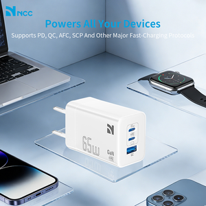 Cargador NCC C101-065-EU 65W GaN USB-A + 2 USB-C PD 3.0 Cargador Rápido para Portátil, Tableta y Teléfono Inteligente (Blanco) - Product Image 5