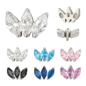 Bijoux de piercing corporel en titane ASTM F136, ensemble de 3 broches, <span class=keywords><strong>marquise</strong></span> CZ, filetage interne, labrets, accessoires de boucles d'oreilles - Product Image 6