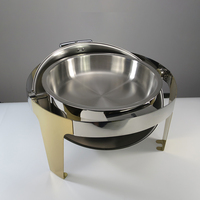 Ensemble de chauffe-plats en verre pour buffet de mariage Plats de luxe en or de 9L avec chauffe-plats intérieurs divisés pour la restauration