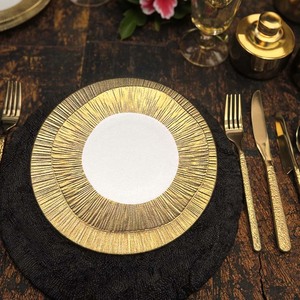 8/10 inch gốm <span class=keywords><strong>Fancy</strong></span> đồ ăn tùy chỉnh in sang trọng vàng sọc bền bữa ăn tối tấm Bát lò vi sóng máy rửa chén an toàn - Product Image 4