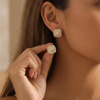 Boucles d'oreilles mini carrées en zircon brillant pour fille, design tendance, élégant, accessoires de bijoux haut de gamme