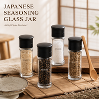Pot à épices en verre transparent de qualité supérieure avec couvercle broyeur noir, logo personnalisé, pour assaisonnement de cuisine, poivre et sel