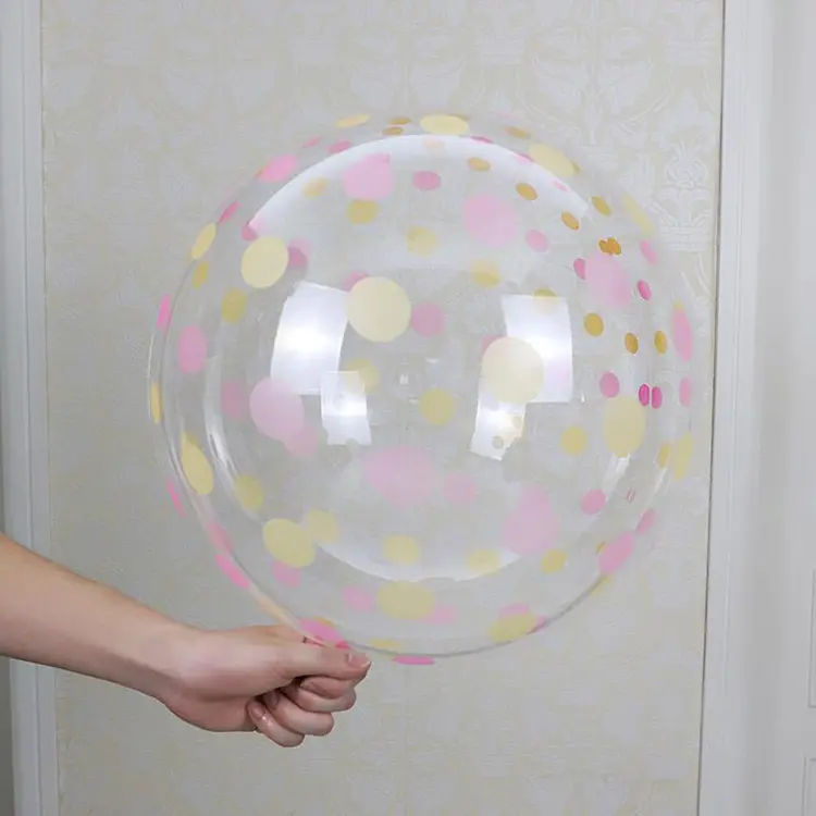 Polka Dot BoboบอลลูนTpuบอลลูนฮีเลียมใสคริสตัลกลม18นิ้วเดี่ยวตกแต่งU Nisexพิมพ์Fineballoon