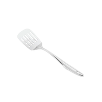 Spatule de cuisine durable en acier inoxydable 306 finition miroir avec poignée en silicone, compatible lave-vaisselle, pour cuisines domestiques, restaurants, hôtels, vente en gros