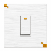 Interrupteur mural intelligent de luxe style pakistanais 4 voies 45A à grain de bois, 6 gangs avec prise universelle, panneau décoratif à bord doré, blanc