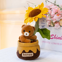 Peluches populaires : Ours tournesol en pot, Éléphant bébé cerise, Poupée animal en peluche, Chat fraise dessin animé, Coussins plantes