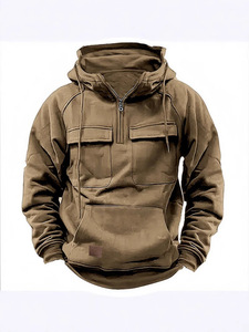 Felpa <span class=keywords><strong>con</strong></span> <span class=keywords><strong>Mezza</strong></span> <span class=keywords><strong>Zip</strong></span> e Tasche Multiple per <span class=keywords><strong>Uomo</strong></span>, Stile Workwear, Top Sportivo Casual in Tinta Unita, Direttamente dalla Fabbrica - Product Image 5