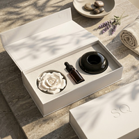 Coffret Cadeau Diffuseur de Parfum à Fleurs en Plâtre, avec Huiles Essentielles et Fleurs en Céramique