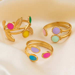 European American Style Daisy <b>Open</b> <b>Ring</b> Stainless Steel 18K Gold Plated Unisex Jewelry Gift - Product Image 1