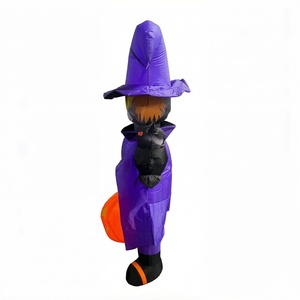Grand chat sorcier gonflable d'Halloween de 6 pieds avec hibou et citrouille pour la décoration de fête en extérieur - Product Image 4
