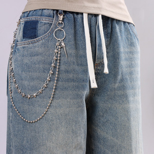 Chaîne de taille double couche cloutée pour homme Yueli en alliage de zinc, style hip-hop décontracté, avec pendentif tête d'oiseau et design à pointes - Product Image 1