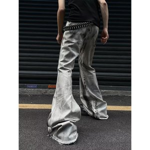 Jeans américains style Ro, dégradé, micro-huileux, à bordure en fourrure, pour hommes, style délavé contrasté rétro, pantalon de travail vintage pour femmes, vente en gros - Product Image 4