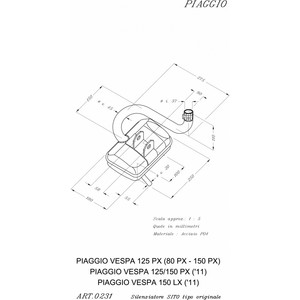 ระบบไอเสียของรถมอเตอร์ไซค์สำหรับรถเวสป้า150 PX-17090 - Product Image 1