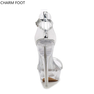 Moda Sexy Shiny End Mujeres plataforma de plástico transparente <span class=keywords><strong>Sandalias</strong></span> de tacón alto - Product Image 6