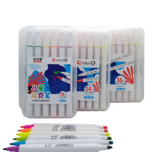 Marqueurs d'encre à <span class=keywords><strong>alcool</strong></span> double pointe HUILEXING 12 couleurs, best-seller, pointes fines et larges en fibre, fournitures scolaires et de bureau - Product Image 3