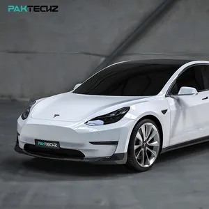 Paktechz Design modèle 3 Bodykit sec préimprégné pièces en Fiber de carbone Kit de carrosserie pare-chocs avant lèvre Spoiler séparateur pour Tesla modèle 3
