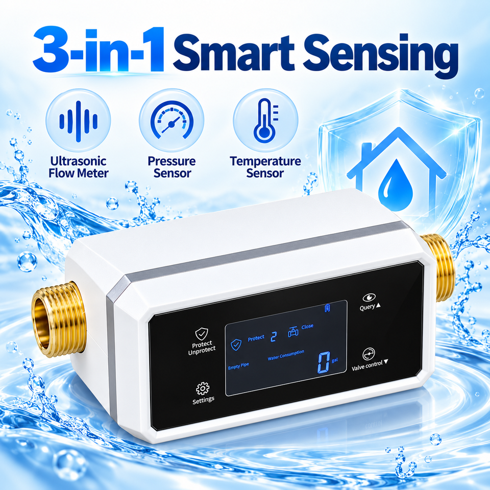Ultrasonic Water Flow Meter Valve with Smart Leak Detection Pressure ...