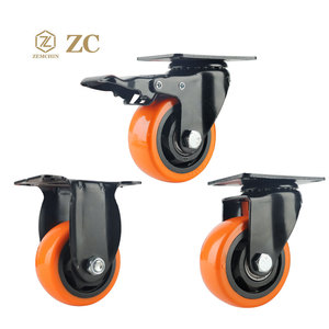 Heavy Duty Laranja Vermelho Rodas Preto PVC/PU Rodízio com Rolamento De Esferas Industrial Giro Fixo Placa Rígida Rodízios - Product Image 2