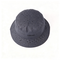 Casquette de soleil personnalisée pour femmes, gris foncé, décor perlé, broderie, strass, chapeau seau pour femmes