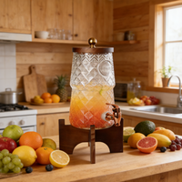 Distributeur de boissons en verre de 2,7 L, jus, bière, whisky, vin, pot en verre avec robinet