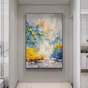 Handmade Abstract Oil Painting Large Vertical <b>Canvas</b> Art For Living Room Sofa Wall Decor Impressionism Style With Black <b>Frame</b> - Product Image 2