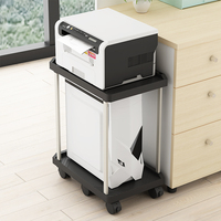 Soporte Móvil para CPU de 6 Ruedas con Almacenamiento Multicapa, Carro Rodante para Torre de Computadora con Estantes para Router, Refrigerios y Auriculares