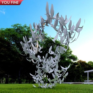 ประติมากรรมนกสแตนเลสสตีลทันสมัย YOUFINE รูปปั้นนกพิราบโลหะศิลปะนามธรรมสำหรับพื้นที่สาธารณะ - Product Image 5
