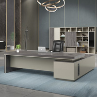 Bureau de direction en L en bois de luxe moderne, design durable avec panneaux, garantie 5 ans, pour PDG, directeur, Xuqian