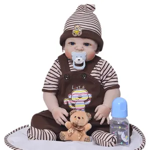 22 inch 55cm Full Vinyl Silicone Body Lifelike Reborn Baby Doll Realistic Soft Newborn Boy Dolls