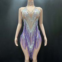 Novance Y4306 – Nouveaux Bodysuits de Soirée Longs et Élégants pour Femmes, Tenues de Performance Scintillantes et Sexy avec Pompons