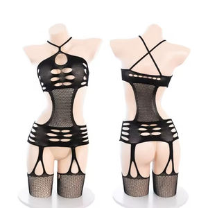 Sıcak satış tek parça seksi dantel iç çamaşırı boş sıcak çıplak kalça Sling & açık katı desen örme naylon koleksiyonu - Product Image 2