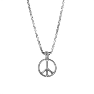 Men's No War Peace Sign Stainless Steel Dainty <b>Statement</b> Wedding <b>Necklace</b> - Product Image 4