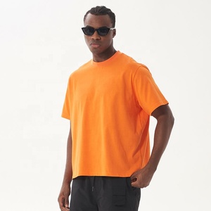 เสื้อยืดผ้าฝ้าย100% เปล่าทรงครอปสำหรับผู้ชายเสื้อยืดโอเวอร์ไซส์ทรงหลวมโลโก้ที - Product Image 4