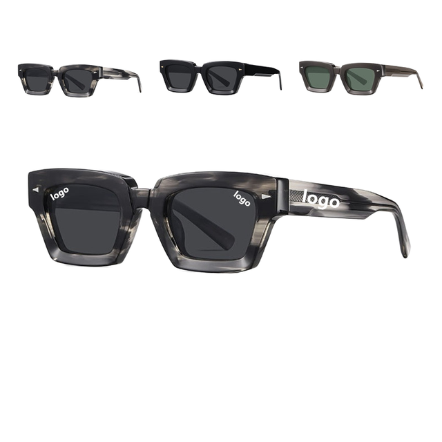 2025 Retro Vintage Taizhou Glasses Sunglasses Men Luxury Brand OEM Women Logo Acetate Rectangle TAC Lenses UV Protection Blue