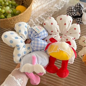 Élastique à cheveux en tissu fait main, motif à pois ondulés et fleurs, en éponge, pour <span class=keywords><strong>femme</strong></span>, style jupe évasée, accessoire de coiffure amusant et mignon - Product Image 3