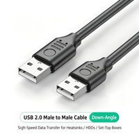 Câble de données USB 2.0 A mâle-mâle en gros, droit et coudé, pour boîtier de disque dur, refroidisseur d'ordinateur portable, décodeur