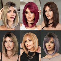 Envío Directo, Peluca de Cabello Lacio hasta los Hombros, Estilo Europeo Americano, Hecha a Máquina, para Mujer, con Flequillo Lateral, Color Rubio