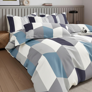ชุดผ้าปูผ้านวมลายพิมพ์เรขาคณิตสไตล์โมเดิร์นหรูหรา ผ้าฝ้ายทวิล 100% 3 ชิ้น 200 เส้นด้าย ระบายอากาศได้ดี เป็นมิตรกับสิ่งแวดล้อม จัดส่งรวดเร็ว - Product Image 3