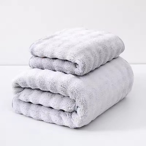 Thickened Enlarged Eco-Friendly Child-Proof Microfiber Bath <b>Towel</b> <b>Set</b> Quick-Dry Soft Water-Absorbing Knitted Solid Color - Product Image 4