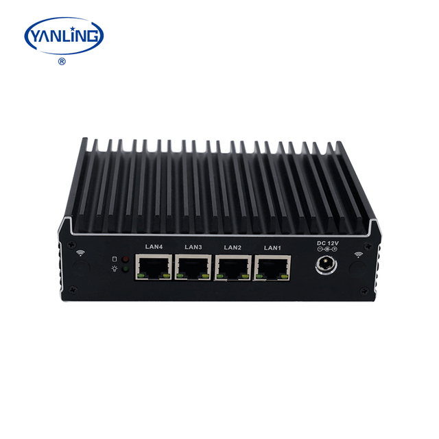 2025 J3160 Quad Core Firewall Mini PC 4 Gigabit LAN Dual HD DDR3 MSATA Pfsense Din Rail Industrial Fanless Pure Aluminum VPN