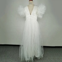 Doux Blanc Rose Lâche Gaze Fente 5XL Plus La Taille Vestido De Noite Robe De Soirée De Demoiselle D'honneur