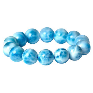 Bracelet en pierre ondulée bleue naturelle pour hommes et femmes, gemme dominicaine, bracelet à anneau unique, bijoux en cristal d'énergie Larimar - Product Image 4