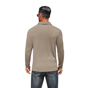 Polo décontracté à manches longues pour homme avec tissu doux et respirant. Polo léger pour tous les jours, idéal pour les tenues décontractées - Product Image 2