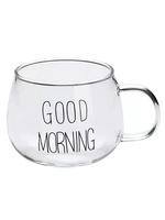 2 tasses à lait en verre trempé transparentes créatives avec inscription, tasse à petit-déjeuner, tasse à gruau, tasse à café transparente, tasse à jus, tasse à thé